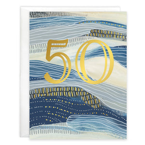 Birthday card - 50th Birthday Waves