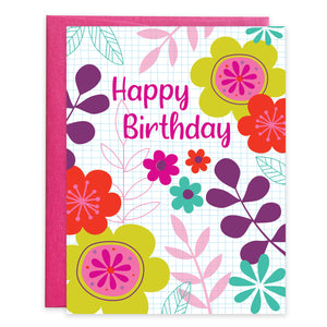 Birthday card - Mod Flower Pop
