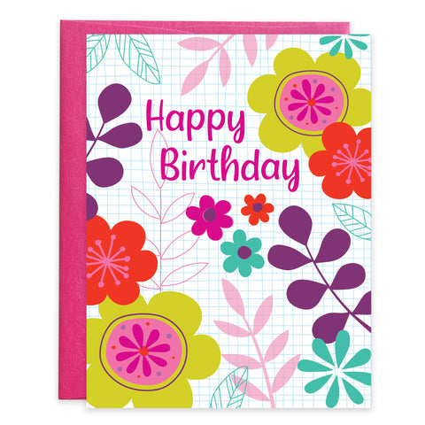 Birthday card - Mod Flower Pop