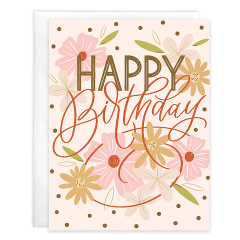 Birthday card - Sweet Flowers/Dots