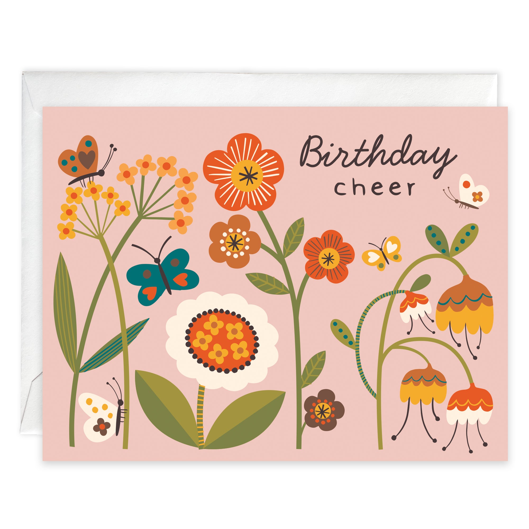 Birthday card - Folk Flower Stems