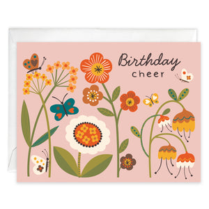 Birthday card - Folk Flower Stems