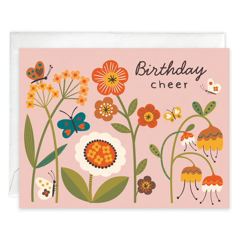 Birthday card - Folk Flower Stems
