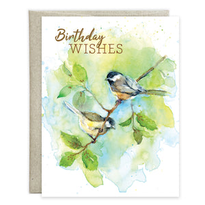 Birthday card - Summer Chickadees