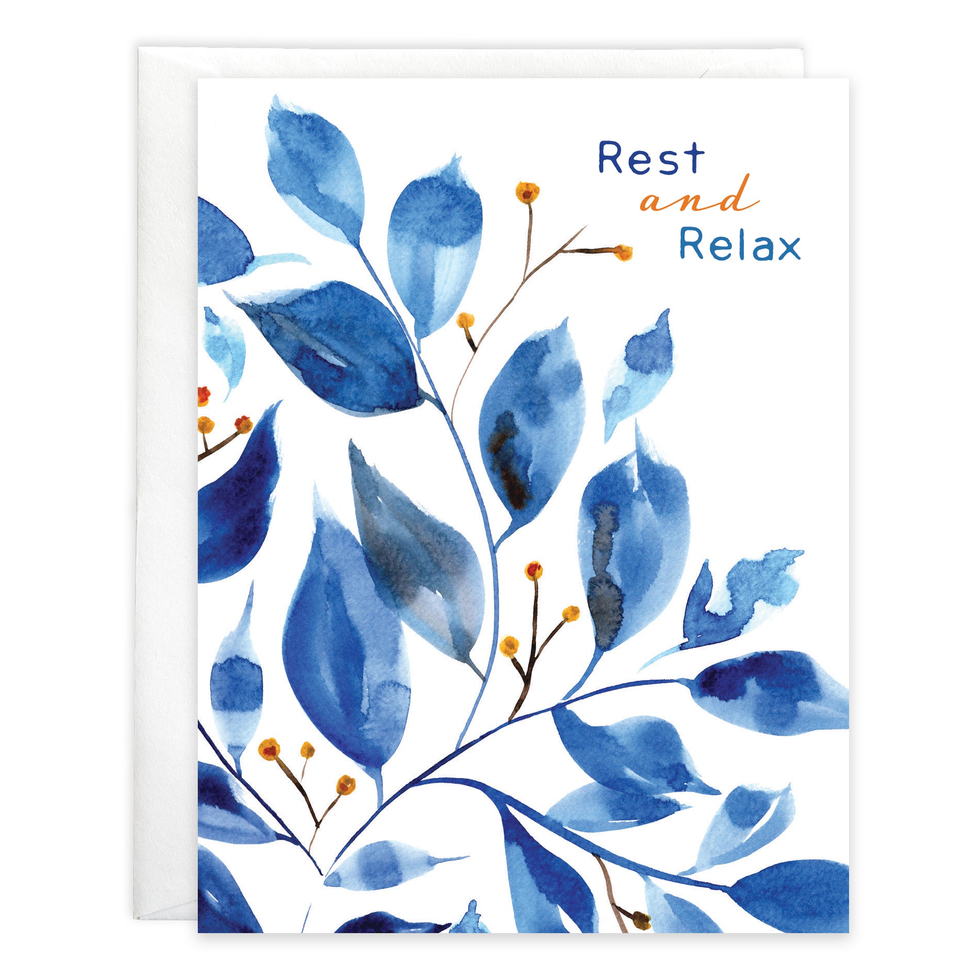Get Well card  - Blue Leaves