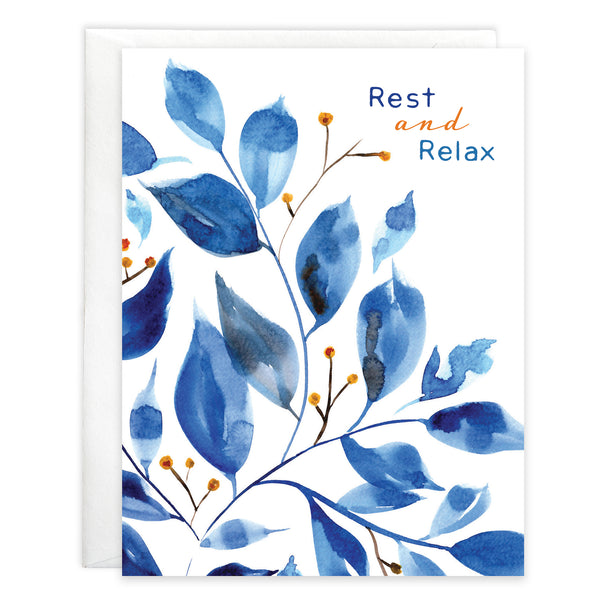 Get Well card  - Blue Leaves