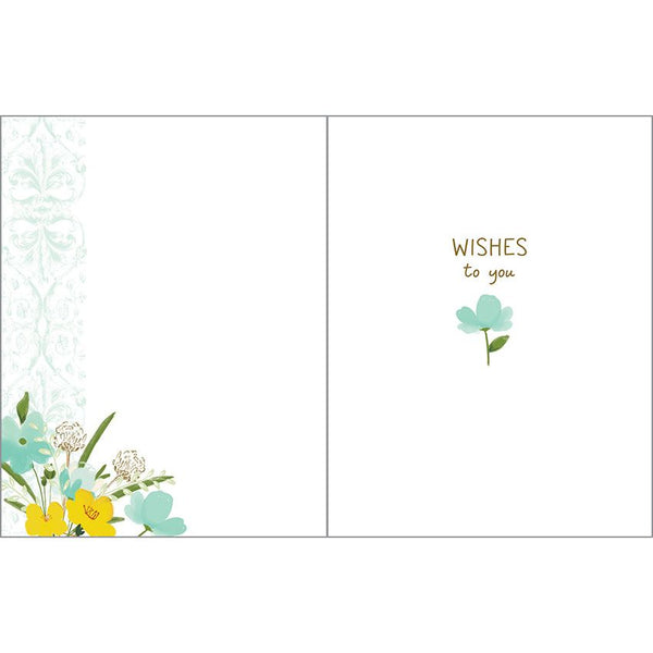 Anniversary card - Teal & Yellow Flower Vase