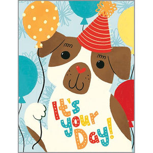 Birthday card  - Puppy with Balloon