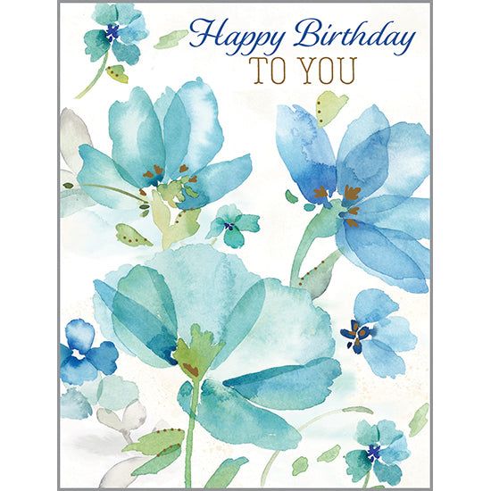 Birthday card  - Blue Poppies