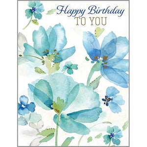 Birthday card  - Blue Poppies