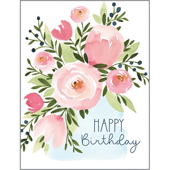 Birthday card - Pink Roses – Gina B Designs