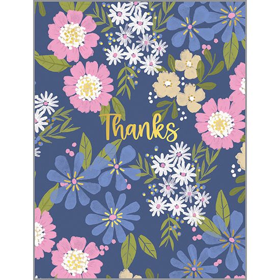 Thank You card  - Floral on Navy, Gina B Designs