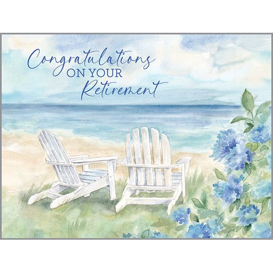 Retirement Card - Adirondack Chair and Flowers, Gina B Designs