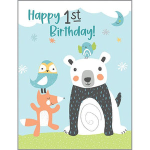 Birthday card  - 1st Birthday Forest Animals, Gina B Designs