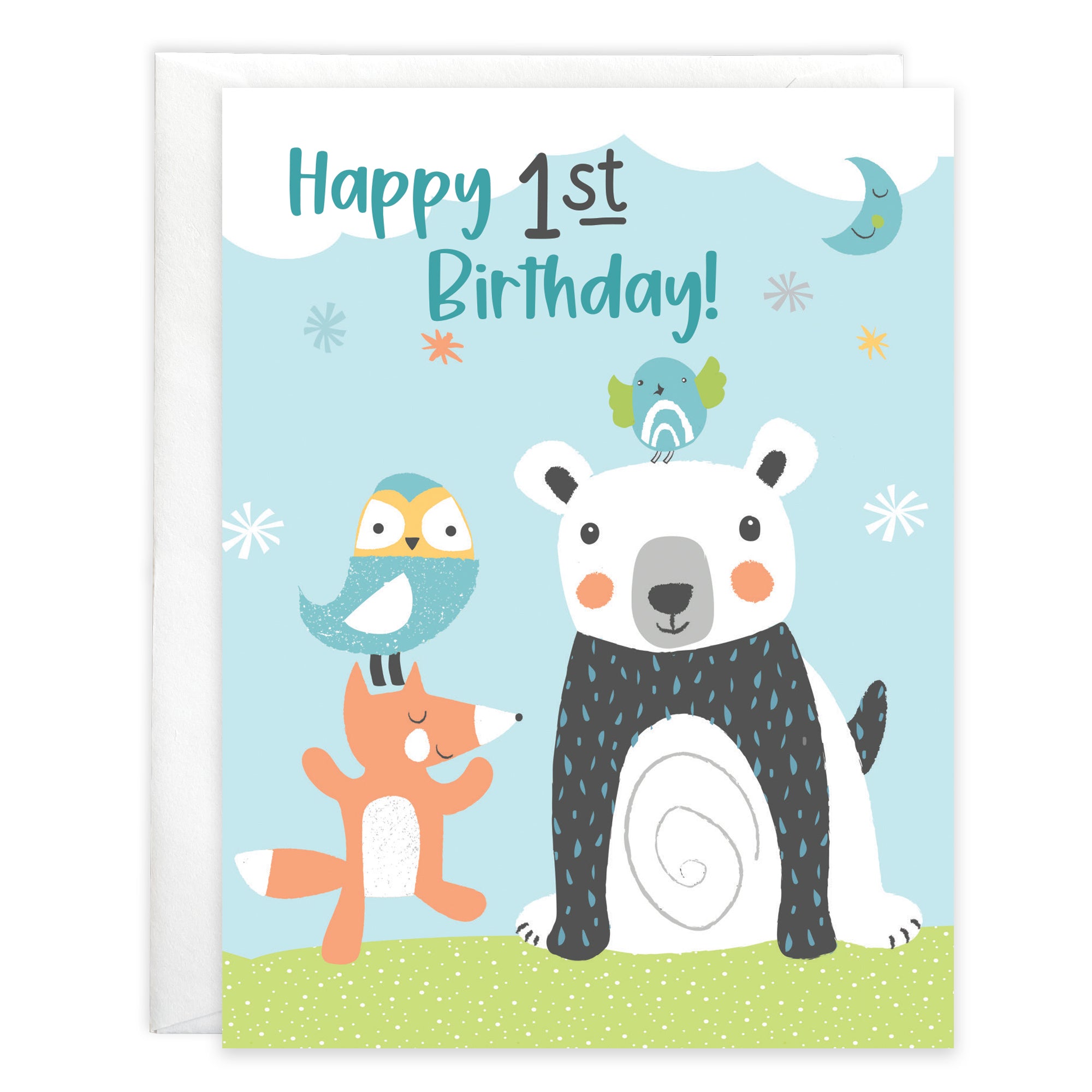 Birthday card  - 1st Birthday Forest Animals