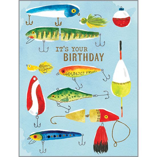 Birthday card  - Fishing Lures, Gina B Designs