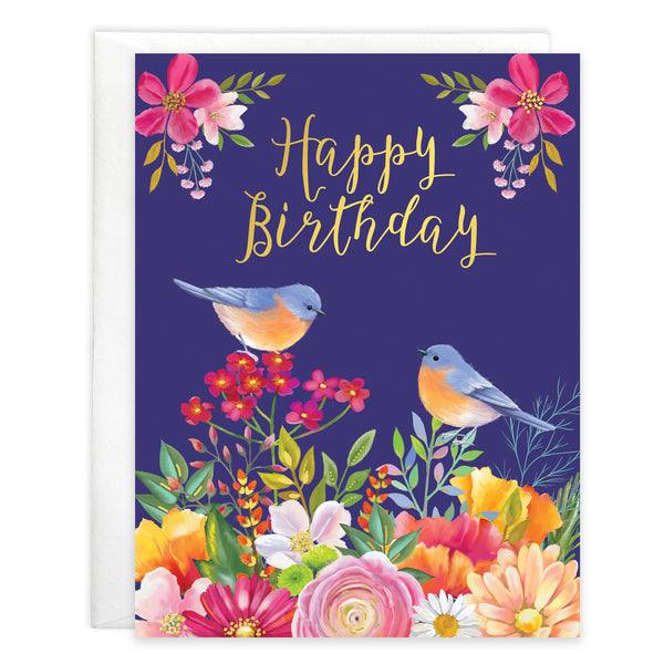 Birthday card  - Bluebirds/Flowers