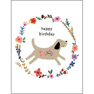 Birthday card  - Dog in Wreath, Gina B Designs