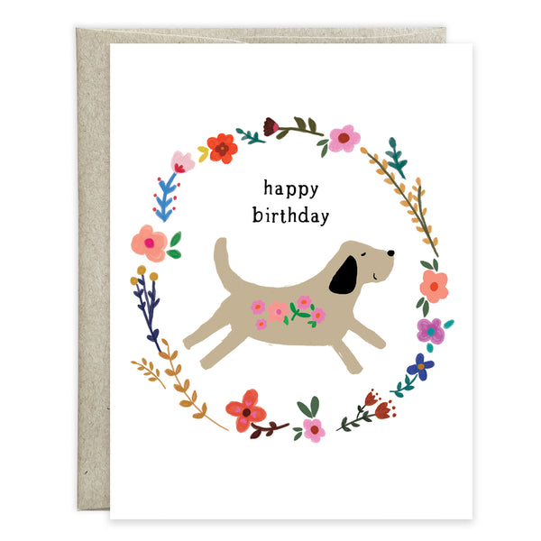 Birthday card  - Dog in Wreath