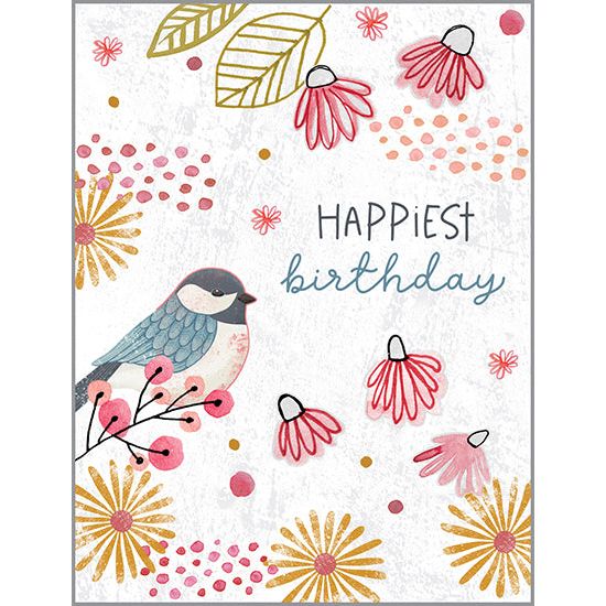 Birthday card  - Chickadee Flowers, Gina B Designs