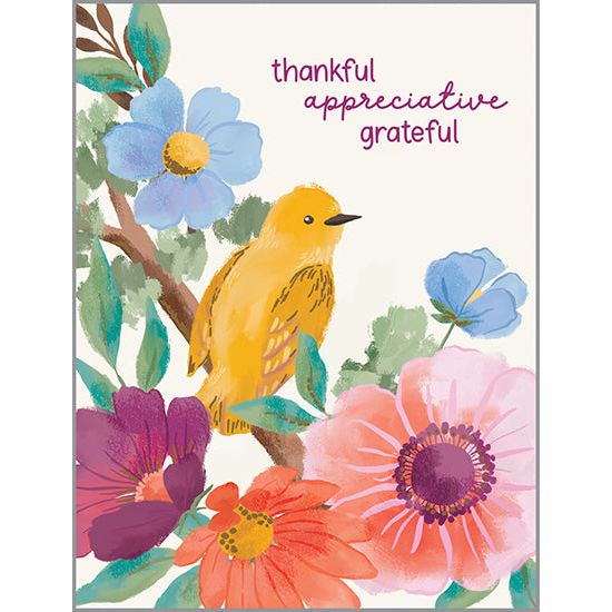 Thank You card  - Bird/Flower Branch, Gina B Designs