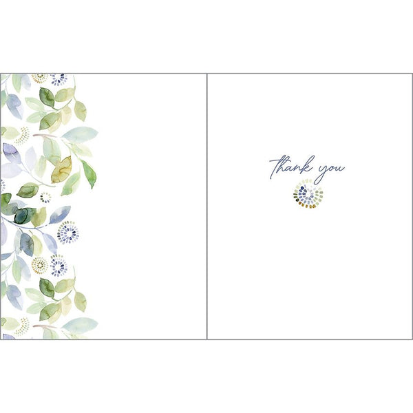 Thank You card  - Blue Green Leaves, Gina B Designs