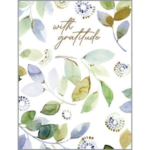 Thank You card  - Blue Green Leaves, Gina B Designs