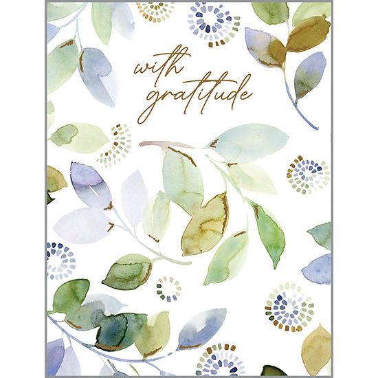 Thank You card  - Blue Green Leaves, Gina B Designs