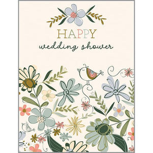 Wedding card - Shower Flowers and Bird, Gina B Designs