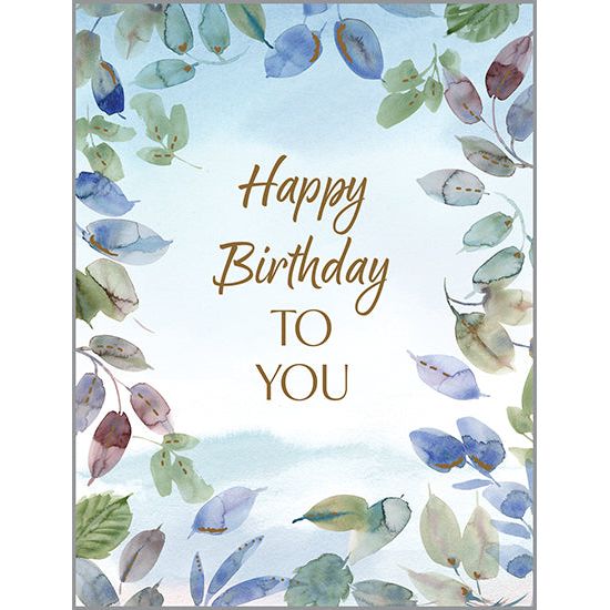 Birthday card  - Blue Leaves, Gina B Designs