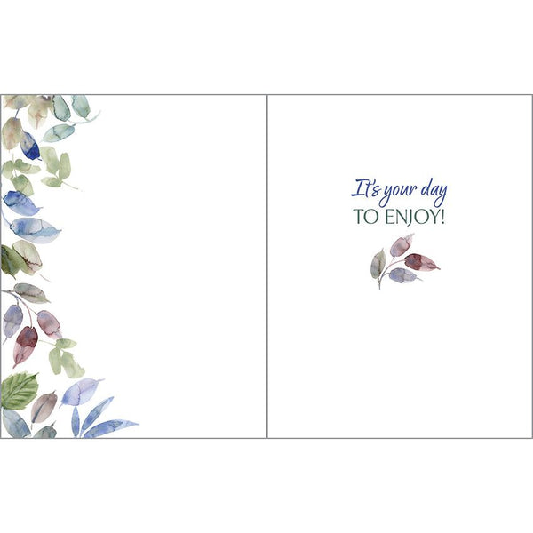 Birthday card  - Blue Leaves, Gina B Designs