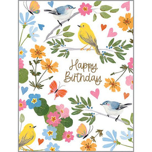 Birthday card  - Songbirds/Flowers, Gina B Designs