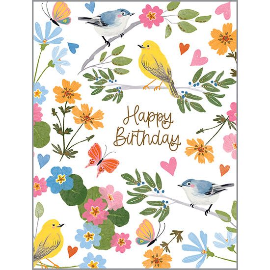 Birthday card  - Songbirds/Flowers, Gina B Designs