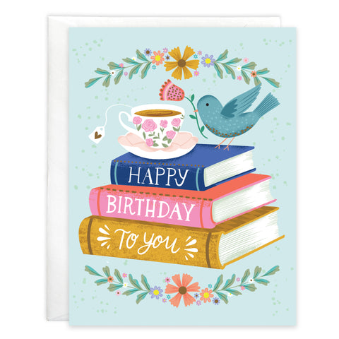 Birthday card  - Books & Bird