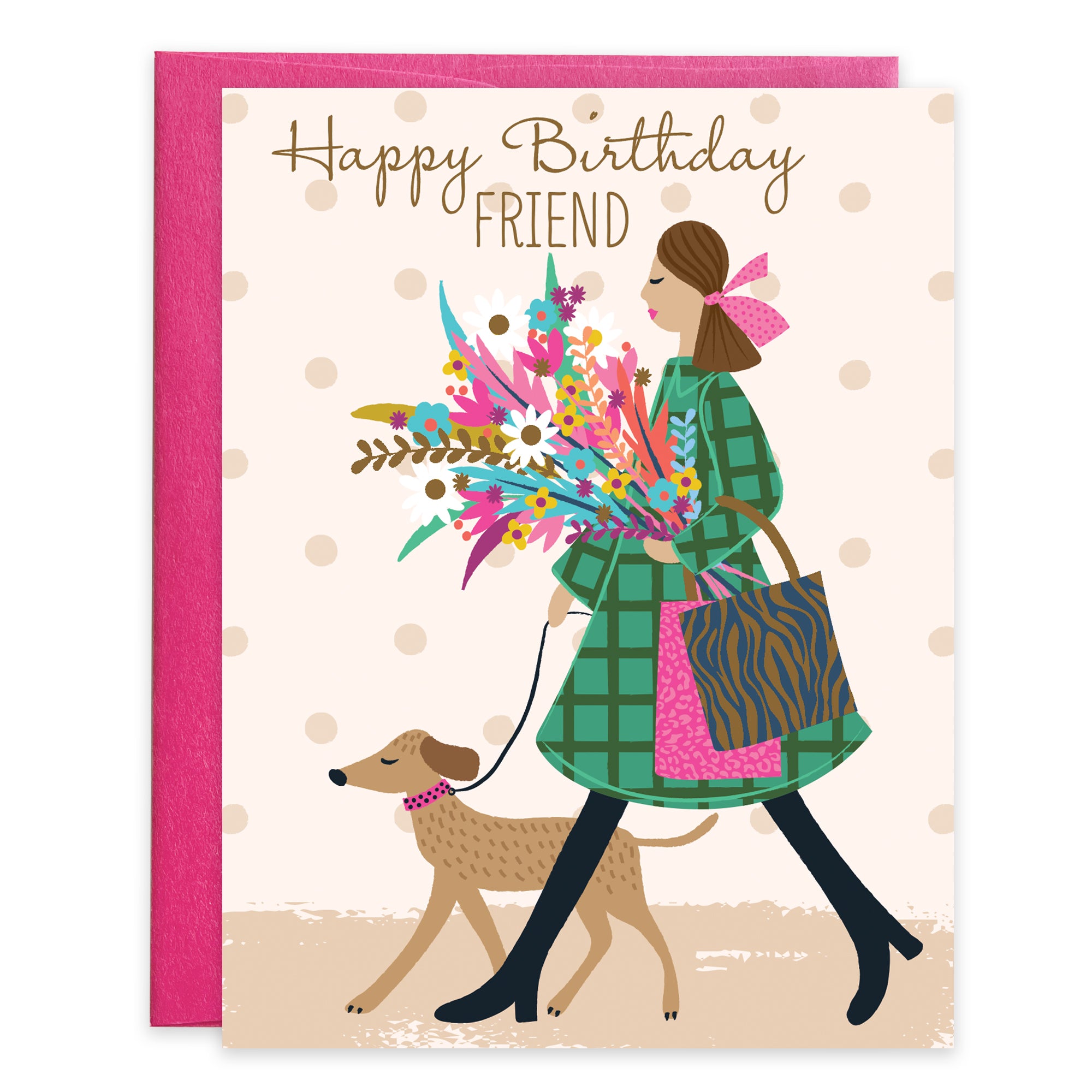 Friend Birthday card  - Friend Walking Dog
