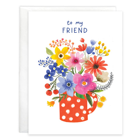Friend Birthday card  - Polka Dot Flower Mug