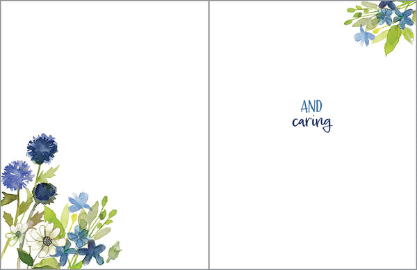 Thinking of You card  - Blue Button Flowers