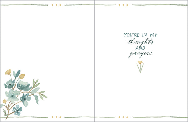 Thinking of You card  - Blue and Gold Flowers