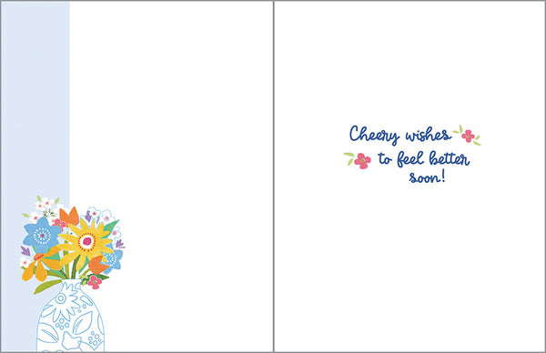 Get Well card  - Vase on Blue