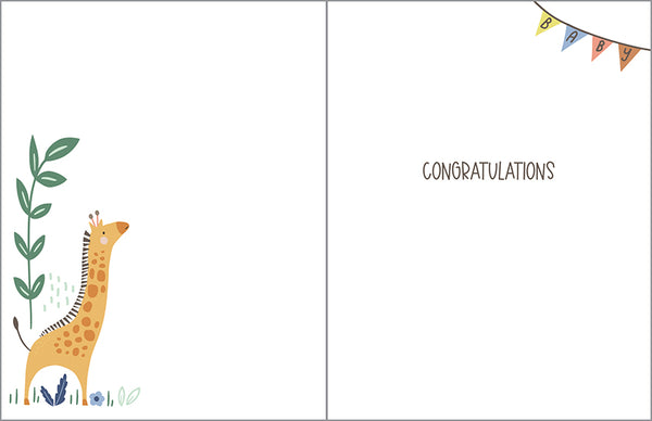 Baby card  - Giraffe and Monkey