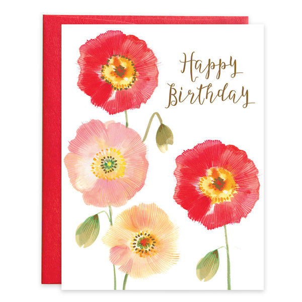 Birthday card  - Simple Poppies