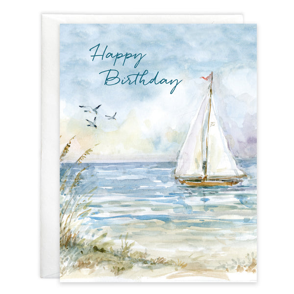 {with scripture} Birthday card - Sailboats & Gulls