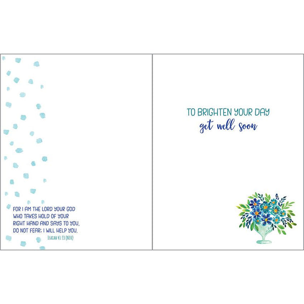 {with scripture} Get Well Card - Blue Flower Vase
