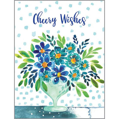 {with scripture} Get Well Card - Blue Flower Vase