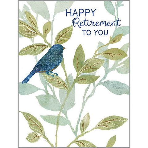 {with scripture} Retirement Card - Navy Bird on Branch, Gina B Designs