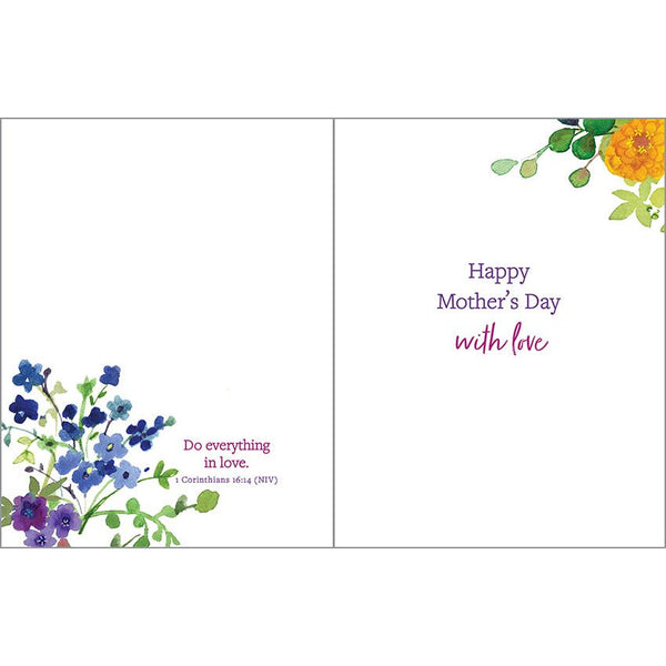 {with scripture} Mother's Day card - Purple and Yellow Flowers, Gina B Designs