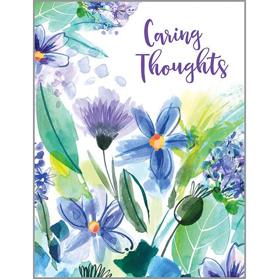 {with scripture} Thinking of You card - Blue/Purple Flowers, Gina B Designs