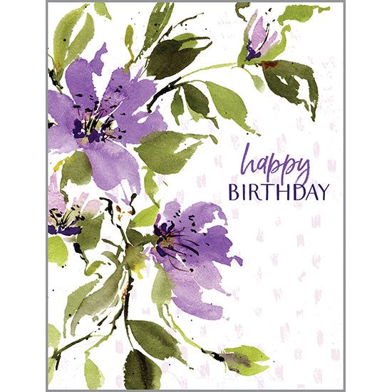 {with scripture} Birthday Card - Purple Birthday Flowers, Gina B Designs