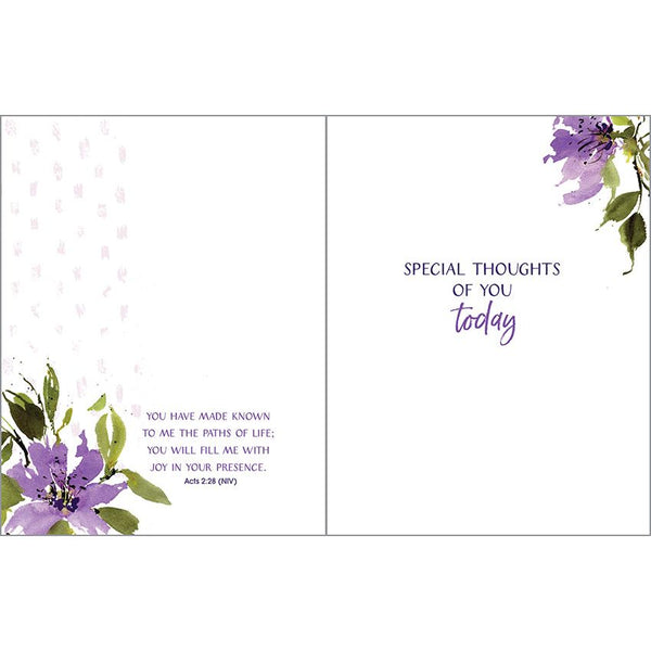 {with scripture} Birthday Card - Purple Birthday Flowers, Gina B Designs