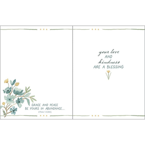 {with scripture} Mother's Day card - Blue & Gold Flowers